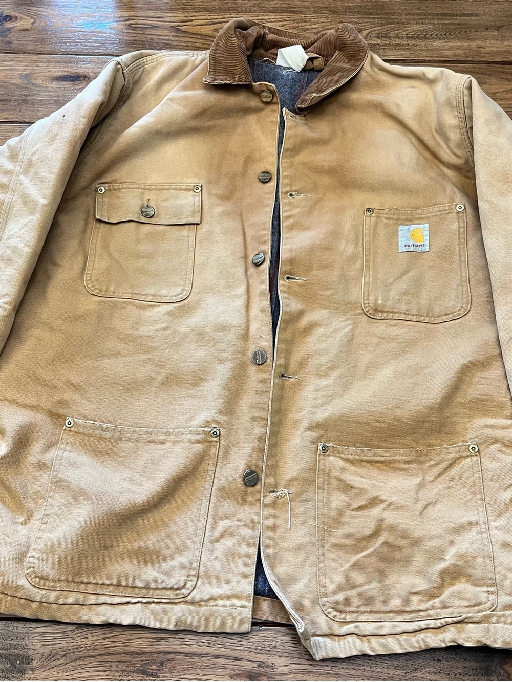 Carhartt Tan Canvas Field Jacket with Corduroy Collar